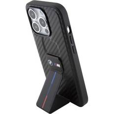 BMW Mobile Phone Accessories BMW M Series Hard Case Grip Stand Smooth and Carbon for iPhone 15 Pro 6.1 in Black BMHCP15LGSPCCK