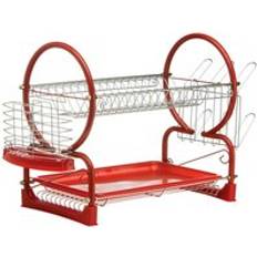 Rouge Égouttoirs Premier Housewares Egouttoir A Vaisselle Bac Amovible Chrome Rouge 2 Etages Égouttoir