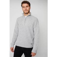 Threadbare 'Barnhill' Quarter Zip Knitted Jumper Grey