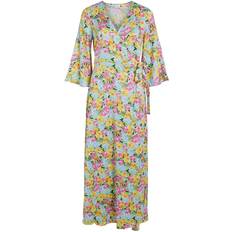 Gula - Långa klänningar Vila Maxiklänning V-neck 3/4 Midi Dress Blå