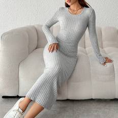 Elastan/Lycra/Spandex - Lange Kleider Shein Long Sleeve Maxi Dress