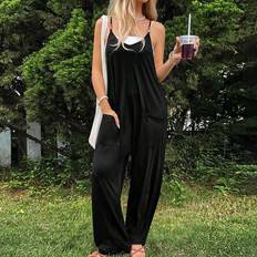 Multifärgade - Tyg Jumpsuits & Overaller Shein Women'S Vacation Style Halter Neckline Jumpsuit With Double Pockets