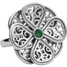 Jewellery C. W. Sellors 9ct White Gold Malachite Flore Eight Petal Flower Ring