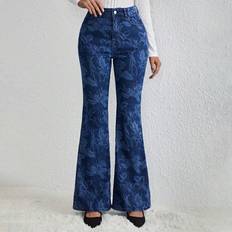 Modal Jeans Shein Stylish, Elegant, Vintage Printed, Elastic Women'S Jeans