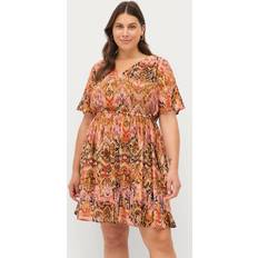 Zizzi Dam Klänningar Zizzi Klänning mRuth S/S Abk Dress Gul 42/44