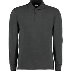 Multicoloured Polo Shirts Kustom Kit Pique Long Sleeve Polo Shirt Dark Grey