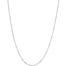 Macy's White Gold Necklaces Macy's Welry 1.35mm Sparkling Singapore Chain Necklace in 14K White Gold, 20"