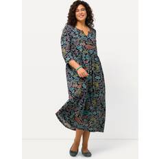 Midi Dresses - Paisley Ulla Popken Kjole, A-linje, paisley, tunikahals, trekvartermer