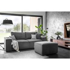 Kamli Sovesofa 3-Pers Med Opbevaring Grå Sofa