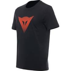 Dainese T-shirt logotyp, avslappnad motorcykel T-shirt, herr, svart/fluo-röd