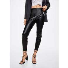 Cuir Sous-vêtements Mango Leathereffect Leggings With Split Kvinde Læderbukser Plus hos Magasin Black