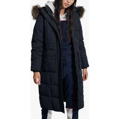 Superdry Faux Fur Everest Jacka Longline Svart Kvinna