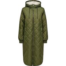 Only Teddy Lined Quilted Coat Dark Green, Green, S, Women Green