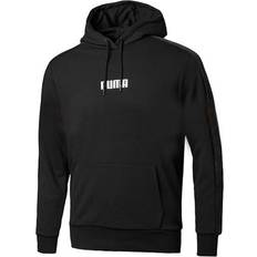 Men - Velvet Jumpers Puma Graphic Logo Long Sleeve Pullover Black Mens Velvet Hoodie 844462 04 Cotton