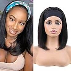 Huarisi 9a Headband Wigs Bob Human Hair Straight Bob Brazilian Wig