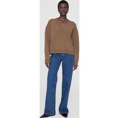 Cachemira Tops Anine Bing Lee V-Neck Jumper - Camel