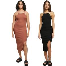 Fleece Dresses Urban Classics Women's Cross-Back Knitted Midi Dress - Rouge