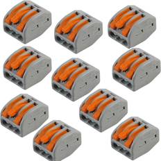Loops 10x 3 Way WAGO Connector 32A Electrical Lever Terminal Block Push Fit Junction