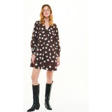 Women's Watercolour Daisy Poplin Dress Brown/Multi