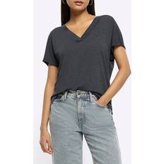 V-Neck T-shirts River Island Womens Grey V-Neck T-Shirt Grey