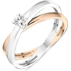 Anelli Bloch 18ct White Rose Gold Diamond Cross Over Solitaire Ring