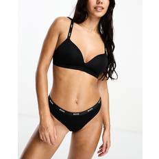 Dam BH:ar BOSS Bodywear – Svart, vadderad och ofodrad push up-bh med logga på remmarna-Svart/a