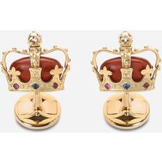 Gold Cufflinks Dolce & Gabbana Crown yellow gold crown cufflinks with red jasper