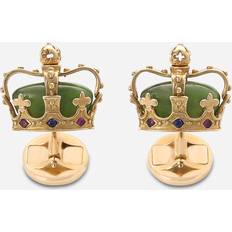 Gold Cufflinks Dolce & Gabbana Crown yellow gold cufflinks with green jades