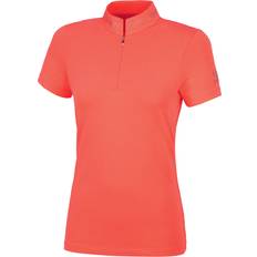 Equestrian Polo Shirts Pikeur Womens 2023 Vroni Polo Top Coral Red