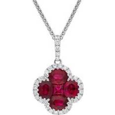 White Gold Necklaces C W Sellors 18ct White Gold Ruby Diamond Flower Cluster Necklace Option1 Value White Gold