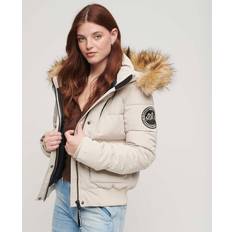 Beige Jackets Superdry Hooded Everest Puffer Bomber Jacket