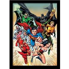 Black Framed Art DC Comics Justice League Heroic Print Framed Art