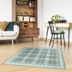 Vinilo Alfombras Tapis En Vinyle Carreaux Géométriques Fleur Étoile Vert Menthe Verde