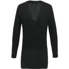 Long Jumpers Premier Longline V Neck Knitted Cardigan Black