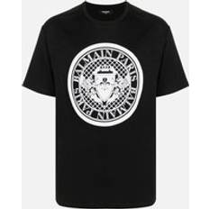 Balmain Man T-shirts Balmain Men's Flocked Coin T-shirt Black Regular/36