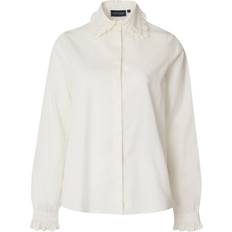 Lexington Bluser Lexington Blus kristin lyocell/cotton blend ruffle blouse offwhite