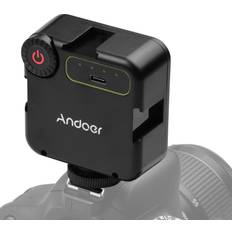 Andoer W49S Mini-LED-Videoleuchte, 5600 K, dimmbar, 5 W, integrierter wiederaufladbarer Akku, 3 Kaltschuhhalterungen