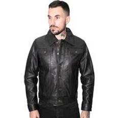 Leather - Men Outerwear Infinity Leather Infinity Leather Mens Men’s Retro Trucker Jacket-Constantine Black