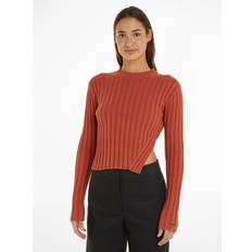 Calvin Klein Organic Jumpers Calvin Klein Ribbed Split Side Organic Cotton Blend Jumper, Baked Clay