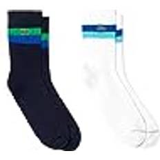 Lacoste Socks Lacoste Unisex High-Cut Striped Ribbed Cotton Socks Two-Pack White Blue Navy Blue Green Blue