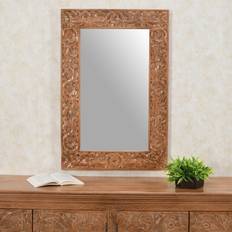 IH Design Colymone Handcrafted Carved Solid Wooden Frame Wall Mirror for