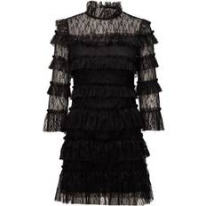 By Malina Womens Carmine Tiered Lace Mini Dress - Black