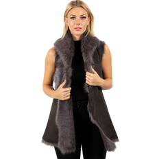 Ladies Grey Toscana Shearling Sheepskin Gilet