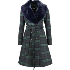 Voodoo Vixen Double-breasted tartan dress coat Coats blue green