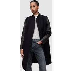 Cashmere Jackets AllSaints Sidney Leather and Wool Coat, Black