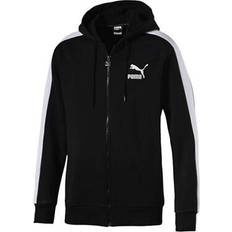 Canvas - Man Truien Puma Classics Logo T7 Mens Hoodie Full Zip Long Sleeved Cardigan Black 576342 01 Textile