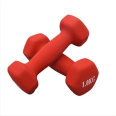 2 x 1Kg Red Dumbbell Hand Weights Ladies Dumbells Set Men Cast Iron Fitness Yoga Home Gym UK