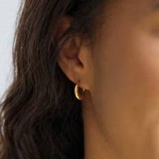 Lisa Angel Gold Stainless Steel Moon Hoop Earrings one