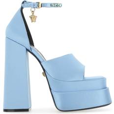 Blue - Viscose Heels & Pumps Versace Woman Light-Blue Satin Medusa Aevitas Sandals