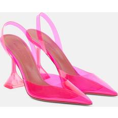 Amina Muaddi Holli Glass leather slingback pumps pink